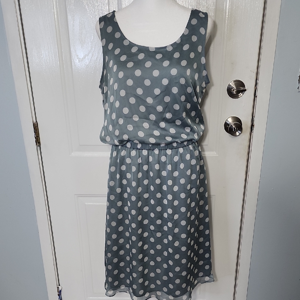 The Limited Charcoal and White Polka Dot Midi Dress
